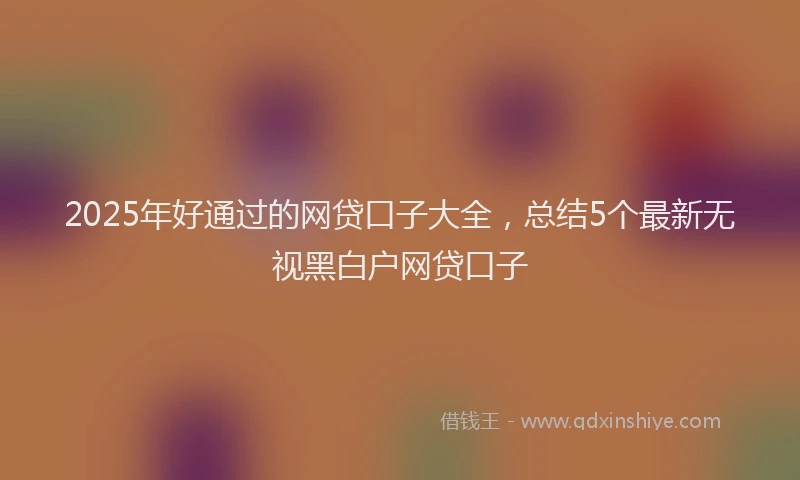2025年好通过的网贷口子大全，总结5个最新无视黑白户网贷口子