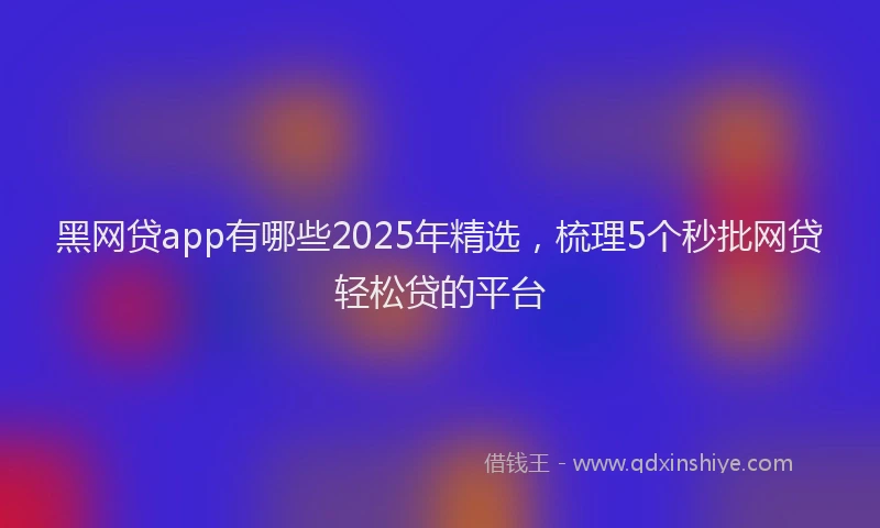 黑网贷app有哪些2025年精选，梳理5个秒批网贷轻松贷的平台