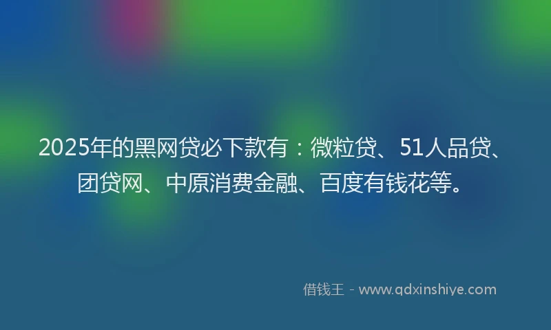2025年的黑网贷必下款有：微粒贷、51人品贷、团贷网、中原消费金融、百度有钱花等。