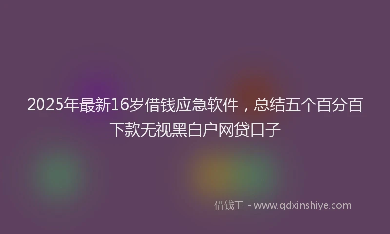 2025年最新16岁借钱应急软件，总结五个百分百下款无视黑白户网贷口子