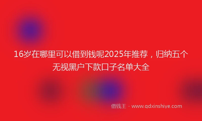 16岁在哪里可以借到钱呢2025年推荐，归纳五个无视黑户下款口子名单大全