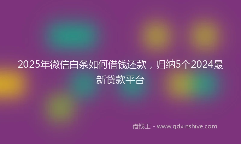 2025年微信白条如何借钱还款，归纳5个2024最新贷款平台