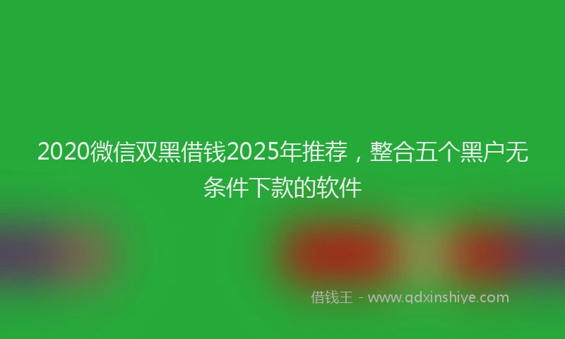2020微信双黑借钱2025年推荐，整合五个黑户无条件下款的软件
