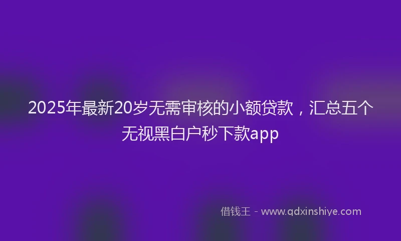 2025年最新20岁无需审核的小额贷款，汇总五个无视黑白户秒下款app
