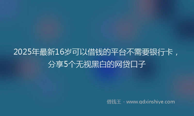 2025年最新16岁可以借钱的平台不需要银行卡，分享5个无视黑白的网贷口子