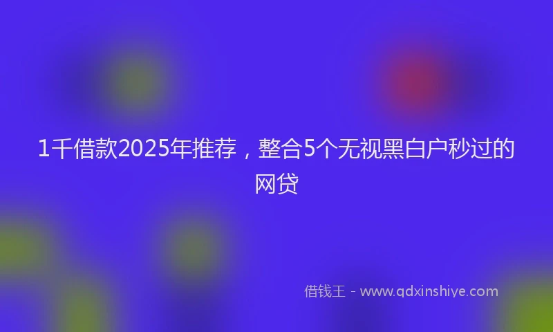 1千借款2025年推荐，整合5个无视黑白户秒过的网贷
