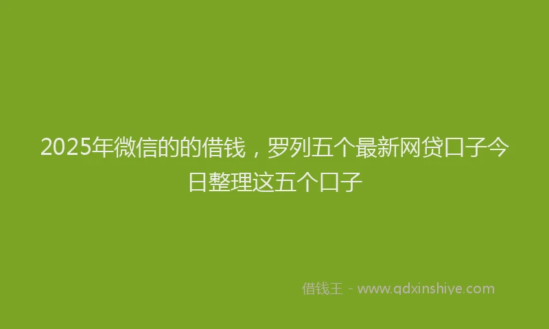 2025年微信的的借钱，罗列五个最新网贷口子今日整理这五个口子