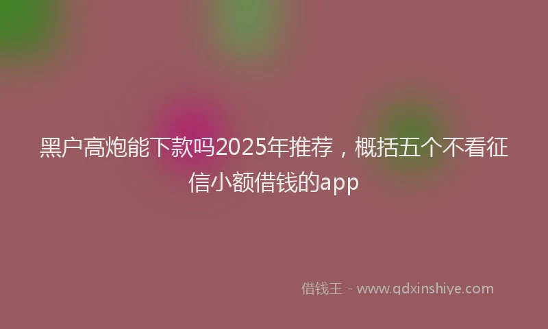 黑户高炮能下款吗2025年推荐，概括五个不看征信小额借钱的app