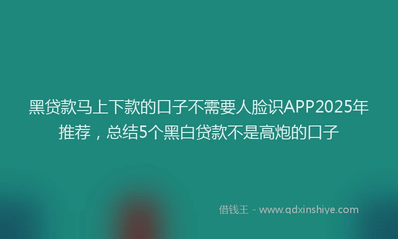 黑贷款马上下款的口子不需要人脸识APP2025年推荐，总结5个黑白贷款不是高炮的口子