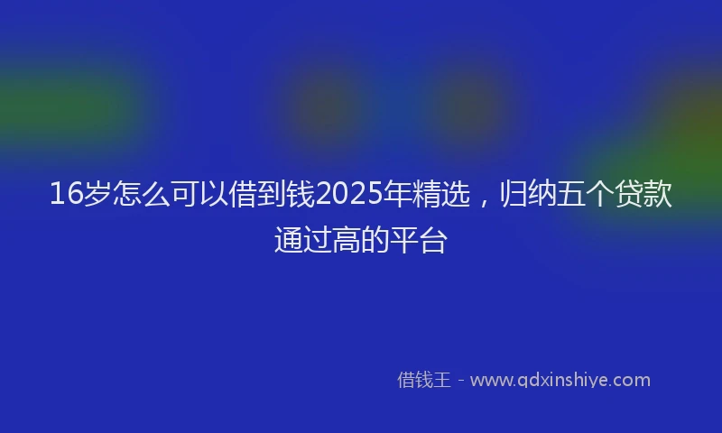 16岁怎么可以借到钱2025年精选，归纳五个贷款通过高的平台