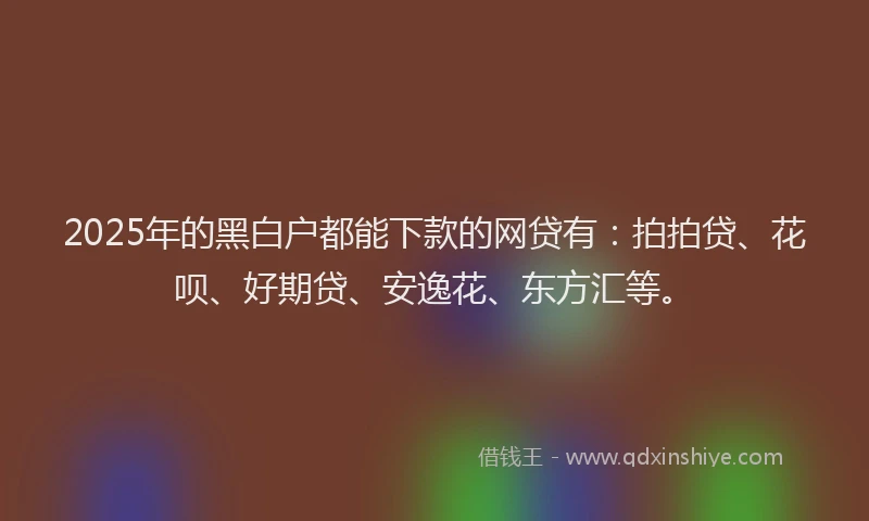 2025年的黑白户都能下款的网贷有：拍拍贷、花呗、好期贷、安逸花、东方汇等。
