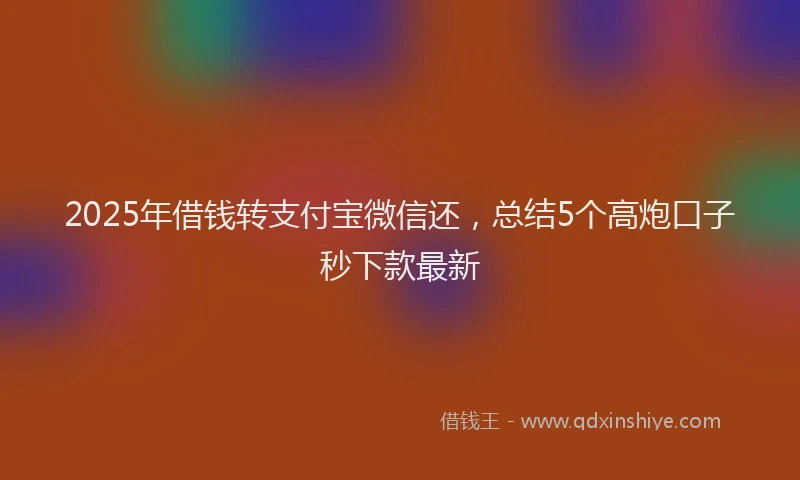 2025年借钱转支付宝微信还，总结5个高炮口子秒下款最新