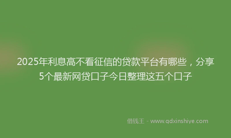 2025年利息高不看征信的贷款平台有哪些，分享5个最新网贷口子今日整理这五个口子