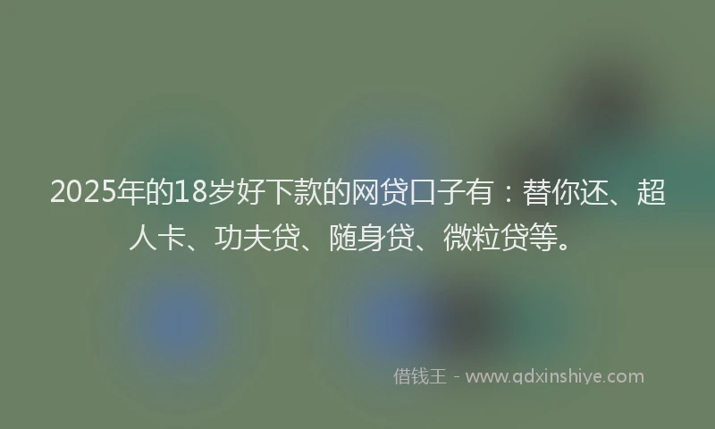 2025年的18岁好下款的网贷口子有：替你还、超人卡、功夫贷、随身贷、微粒贷等。