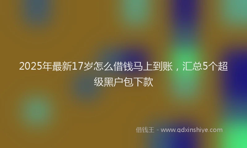 2025年最新17岁怎么借钱马上到账，汇总5个超级黑户包下款