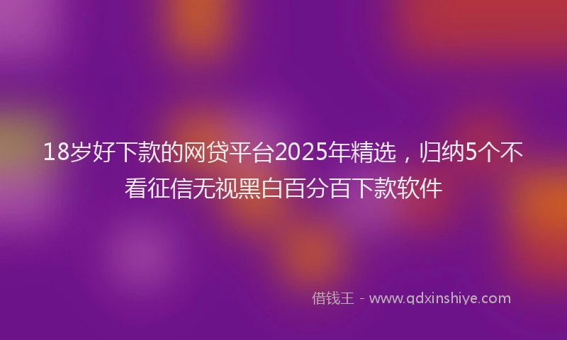 18岁好下款的网贷平台2025年精选，归纳5个不看征信无视黑白百分百下款软件