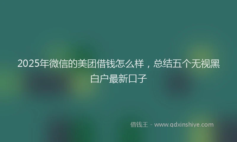 2025年微信的美团借钱怎么样，总结五个无视黑白户最新口子