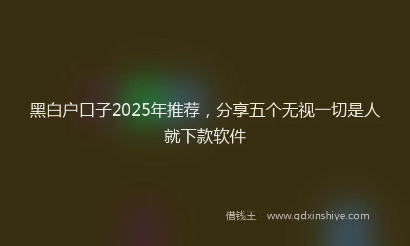 黑白户口子2025年推荐，分享五个无视一切是人就下款软件