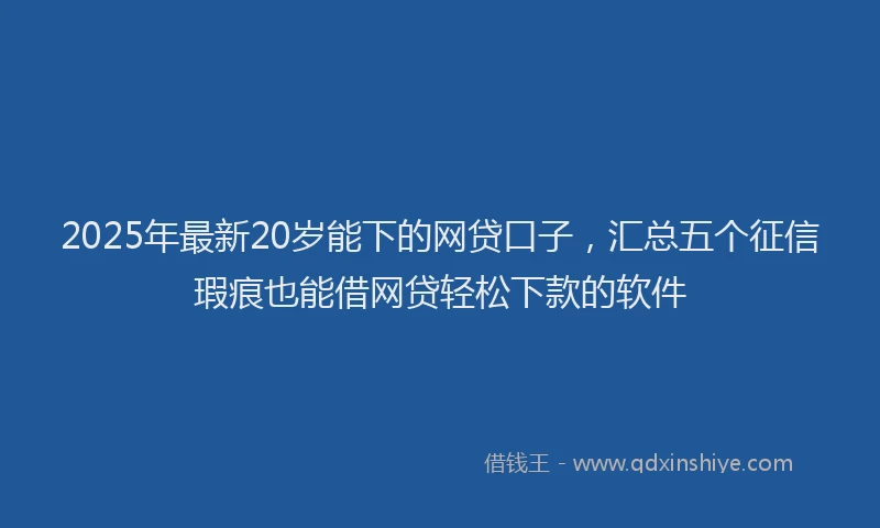 2025年最新20岁能下的网贷口子，汇总五个征信瑕疵也能借网贷轻松下款的软件