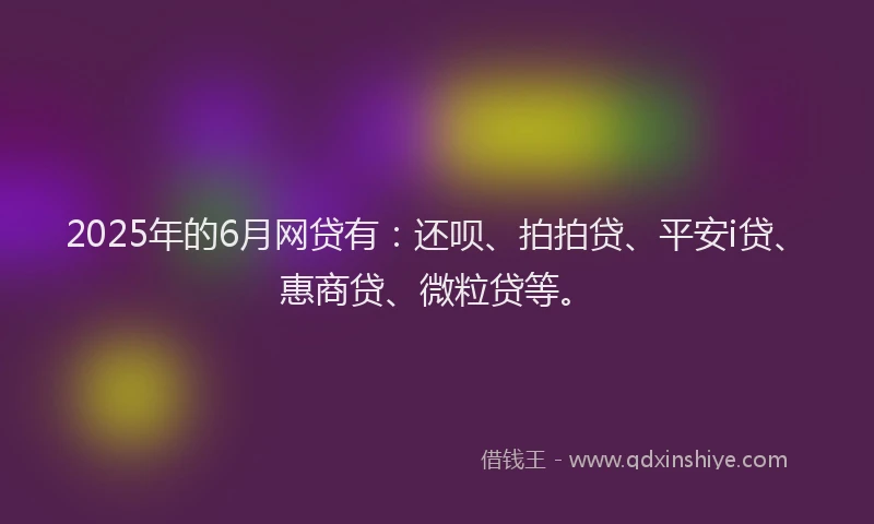 2025年的6月网贷有：还呗、拍拍贷、平安i贷、惠商贷、微粒贷等。