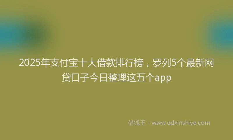 2025年支付宝十大借款排行榜，罗列5个最新网贷口子今日整理这五个app