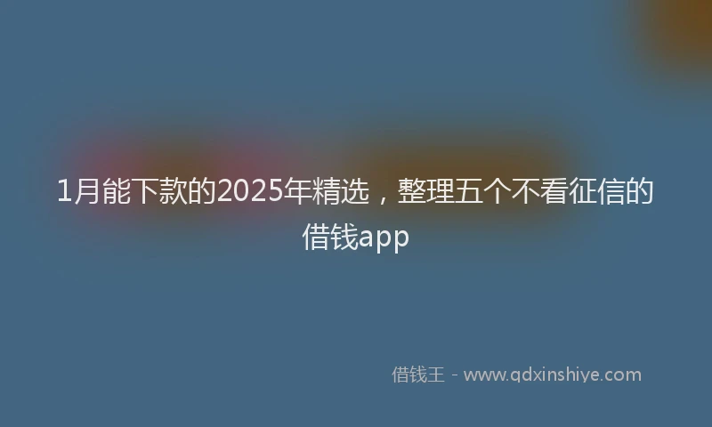 1月能下款的2025年精选，整理五个不看征信的借钱app