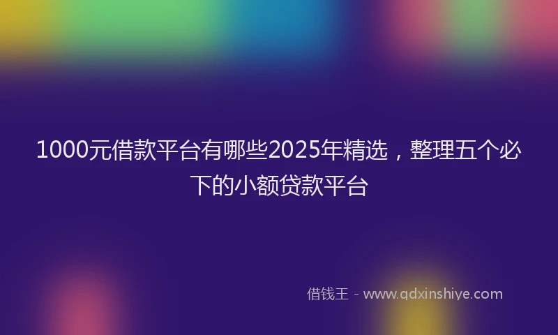 1000元借款平台有哪些2025年精选，整理五个必下的小额贷款平台
