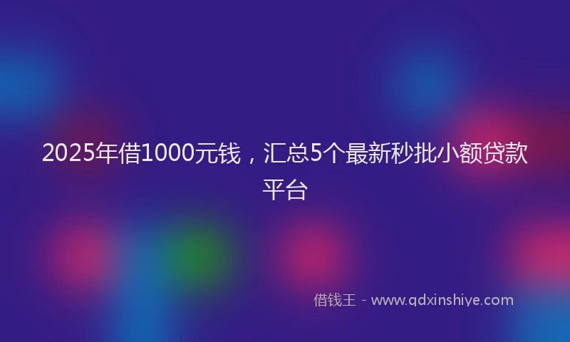 2025年借1000元钱，汇总5个最新秒批小额贷款平台