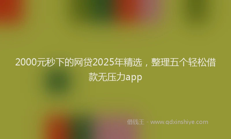 2000元秒下的网贷2025年精选，整理五个轻松借款无压力app