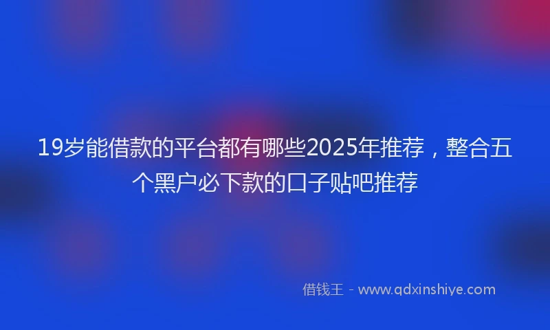 19岁能借款的平台都有哪些2025年推荐，整合五个黑户必下款的口子贴吧推荐