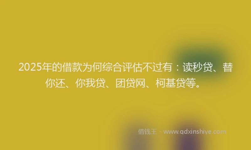 2025年的借款为何综合评估不过有：读秒贷、替你还、你我贷、团贷网、柯基贷等。