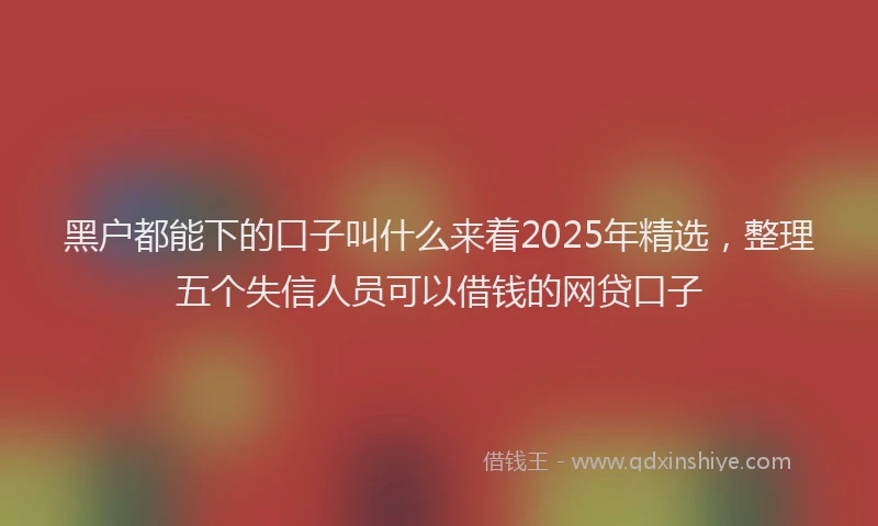 黑户都能下的口子叫什么来着2025年精选，整理五个失信人员可以借钱的网贷口子