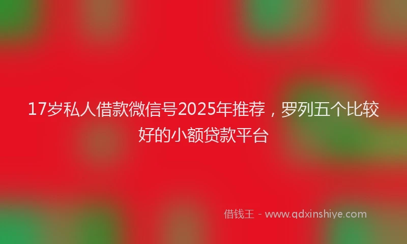 17岁私人借款微信号2025年推荐，罗列五个比较好的小额贷款平台
