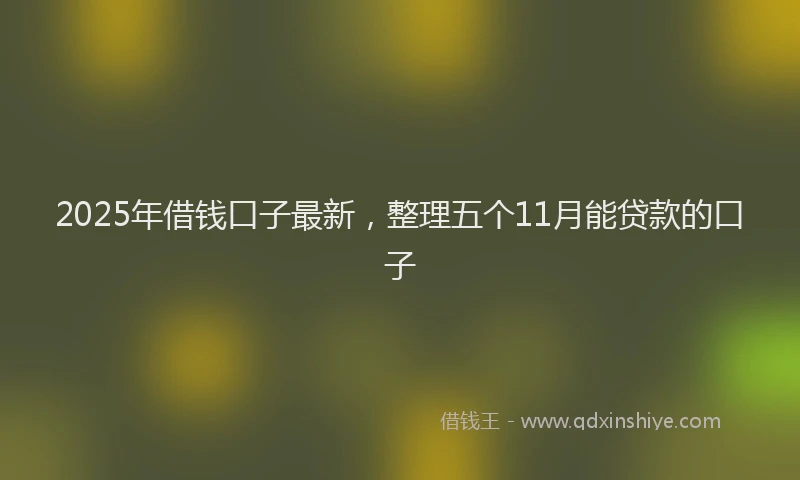 2025年借钱口子最新，整理五个11月能贷款的口子