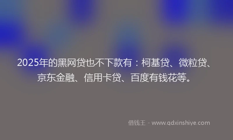 2025年的黑网贷也不下款有：柯基贷、微粒贷、京东金融、信用卡贷、百度有钱花等。