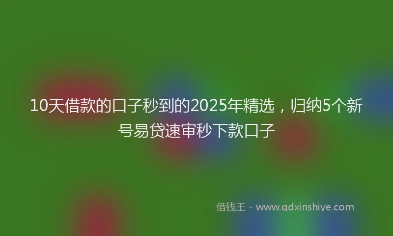 10天借款的口子秒到的2025年精选，归纳5个新号易贷速审秒下款口子