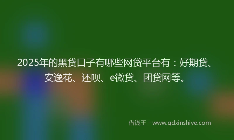 2025年的黑贷口子有哪些网贷平台有：好期贷、安逸花、还呗、e微贷、团贷网等。