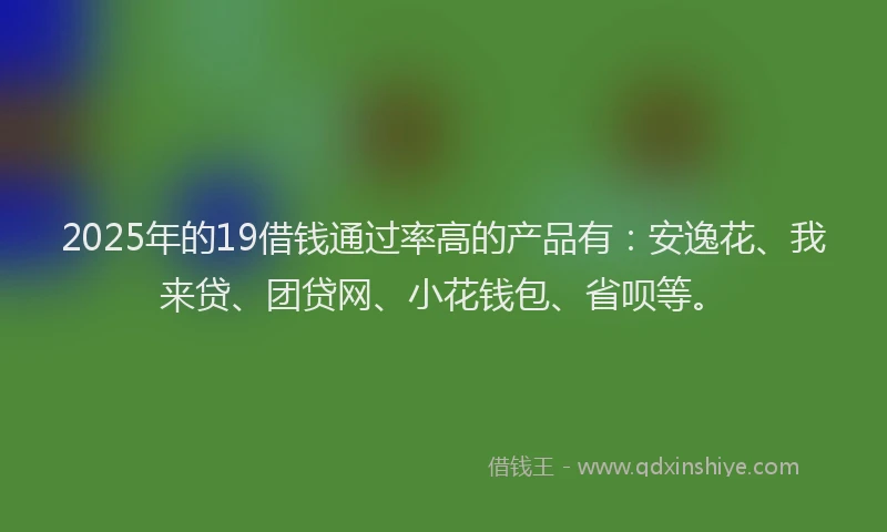 2025年的19借钱通过率高的产品有：安逸花、我来贷、团贷网、小花钱包、省呗等。