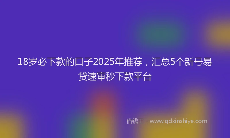 18岁必下款的口子2025年推荐，汇总5个新号易贷速审秒下款平台
