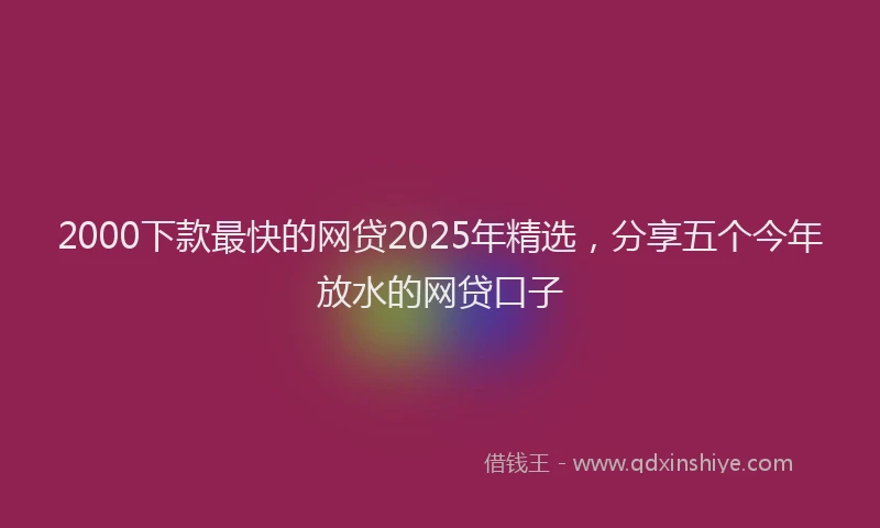 2000下款最快的网贷2025年精选，分享五个今年放水的网贷口子