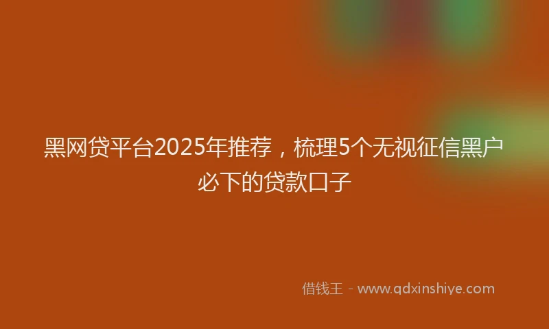 黑网贷平台2025年推荐，梳理5个无视征信黑户必下的贷款口子