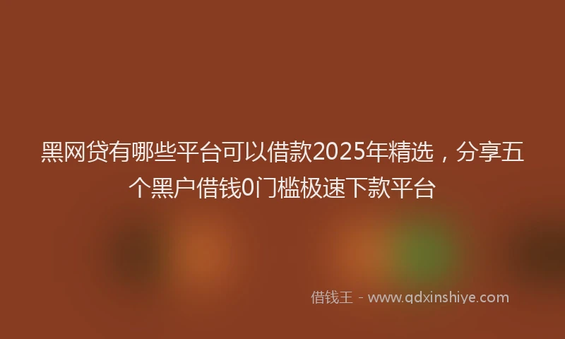 黑网贷有哪些平台可以借款2025年精选，分享五个黑户借钱0门槛极速下款平台