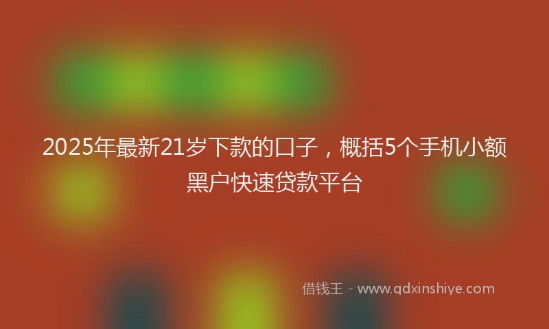 2025年最新21岁下款的口子，概括5个手机小额黑户快速贷款平台