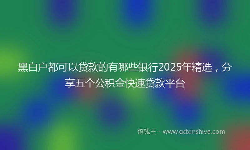 黑白户都可以贷款的有哪些银行2025年精选，分享五个公积金快速贷款平台