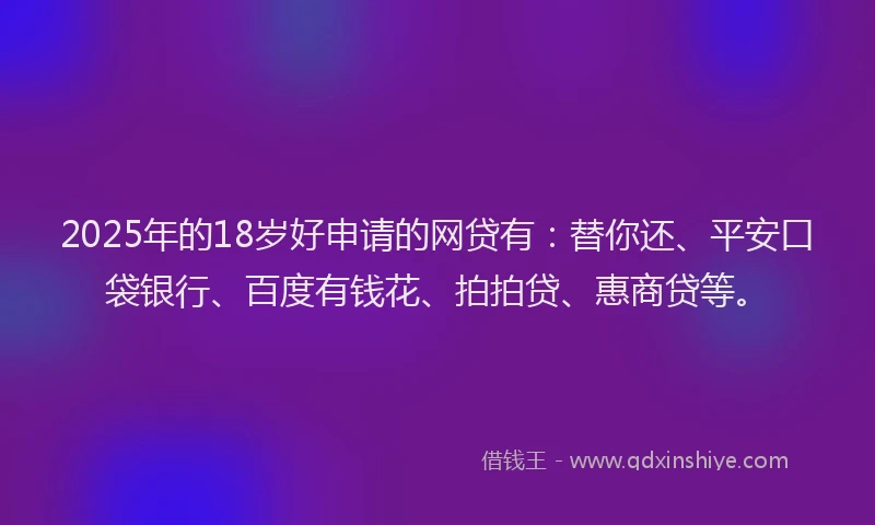 2025年的18岁好申请的网贷有：替你还、平安口袋银行、百度有钱花、拍拍贷、惠商贷等。