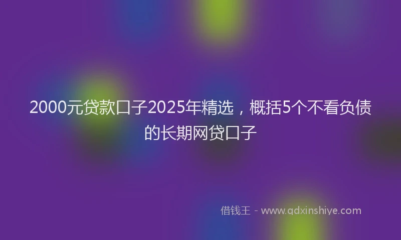 2000元贷款口子2025年精选，概括5个不看负债的长期网贷口子