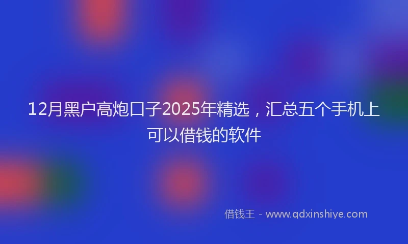 12月黑户高炮口子2025年精选，汇总五个手机上可以借钱的软件