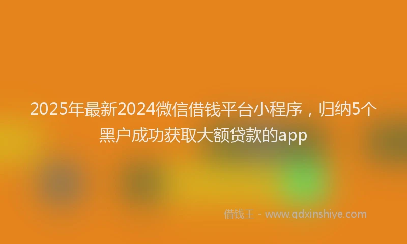 2025年最新2024微信借钱平台小程序，归纳5个黑户成功获取大额贷款的app