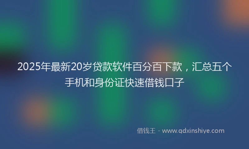 2025年最新20岁贷款软件百分百下款，汇总五个手机和身份证快速借钱口子