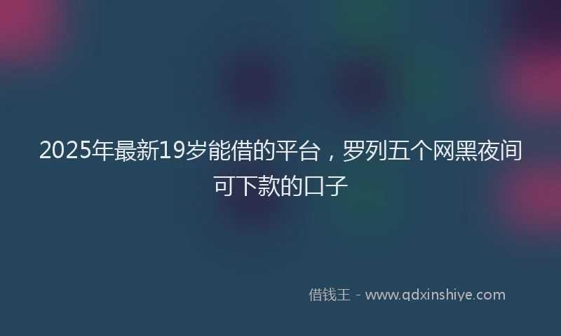 2025年最新19岁能借的平台，罗列五个网黑夜间可下款的口子